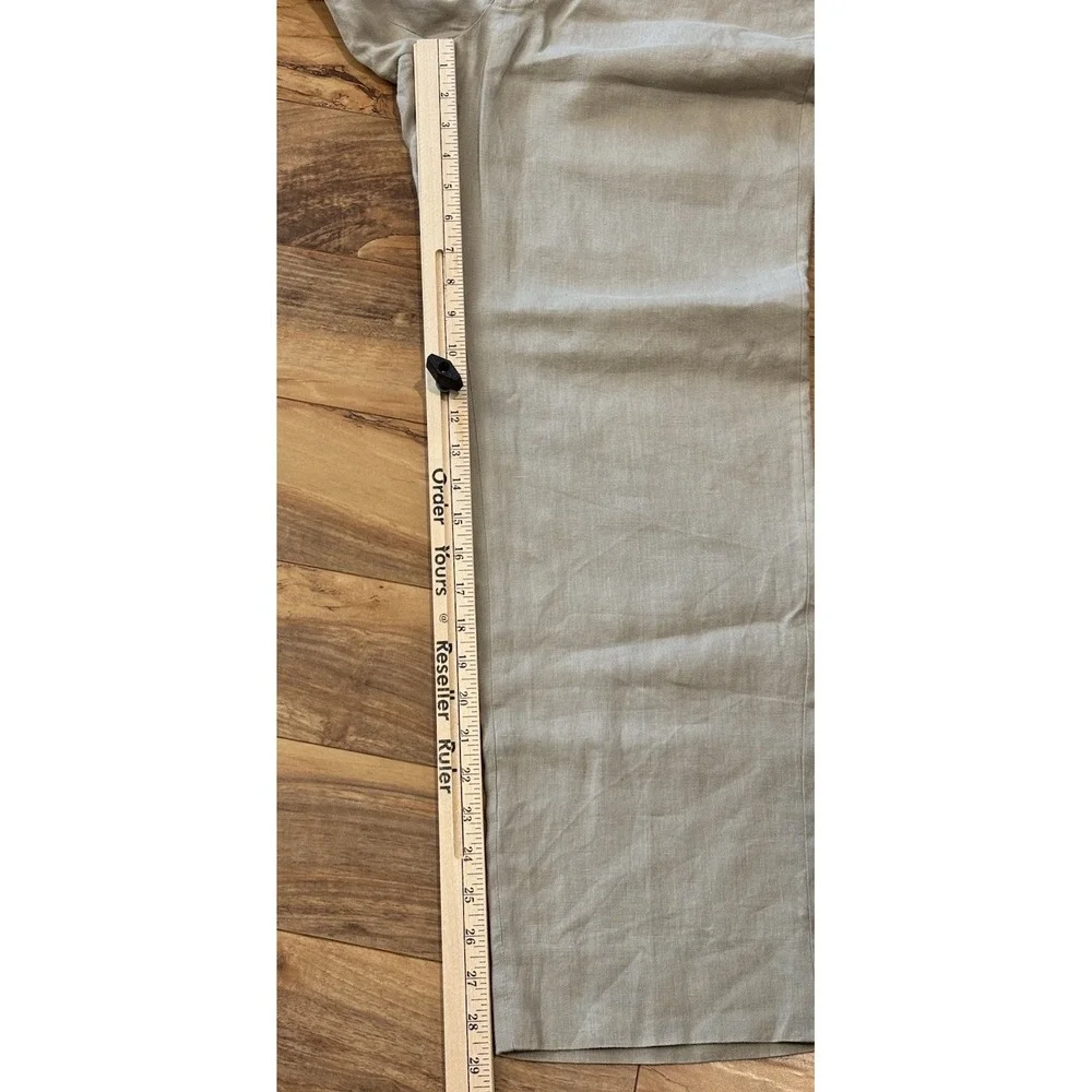 Calvin‎ Klein Mens 33x29 (Actual) Beige Linen Dress Slim Pants Flat Front